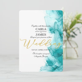 Convite Airy Blue Turquoise Watercolor Modern