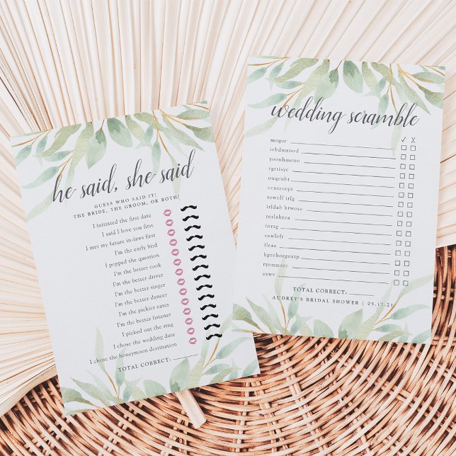 Convite Airy Botanical Double-Sided Bridal Shower Game (Criador carregado)