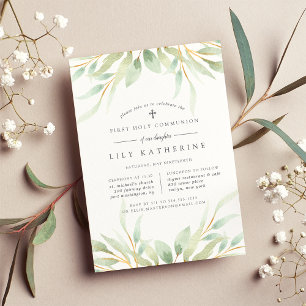 Convite Airy Botanical First Sagrado Community Invitation