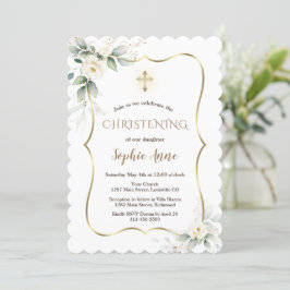 Convite Airy Greenery Dourado Frame White Floral Christeni