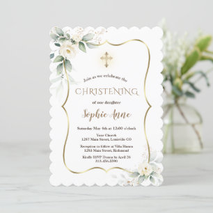 Convite Airy Greenery Dourado Frame White Floral Christeni