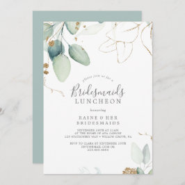 Convite Airy Greenery e Dourada Leaf Bridesmaids Luncheon