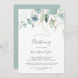 Convite Airy Greenery e Dourada Leaf Christening