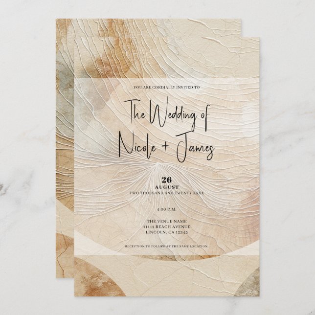 Convite Airy Neutral Natural Element Bohemian Boho Wedding (Frente/Verso)