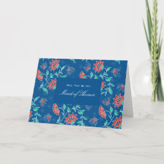 Convite Aiyana Floral Batik Be My Maid of Honor Invitation