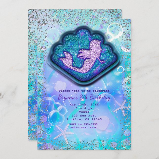 Convite Ajustado Seashell para uma Festa de aniversário de (Frente/Verso)