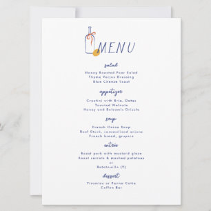 Convite Al Fresco Wine Lemon Blue White Menu Janto