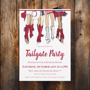 Convite Alabama Damas Cowboy Boots Crimson Tailgate Party