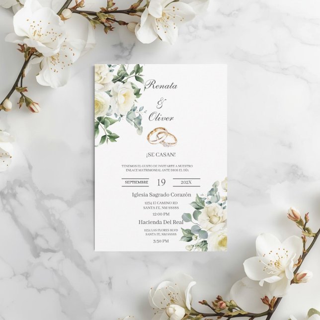 Convite Alaiança de casamento com rosas verdes Casamento E (Criador carregado)