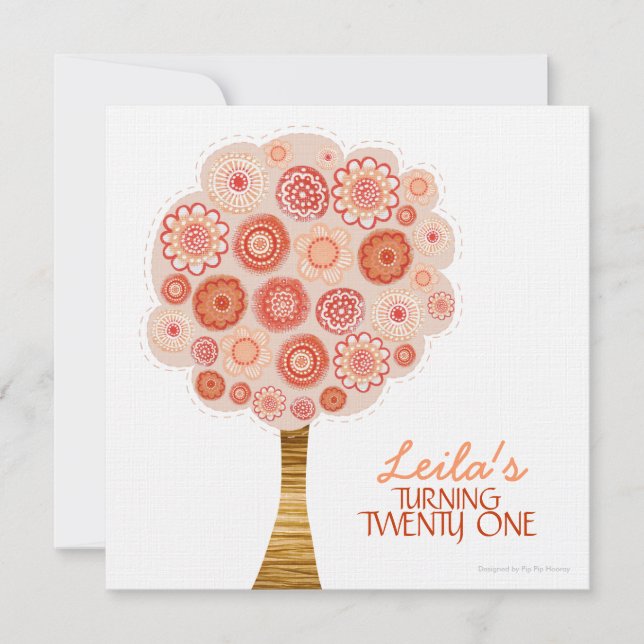 Convite alaranjado da árvore da flor do partido de (Frente)