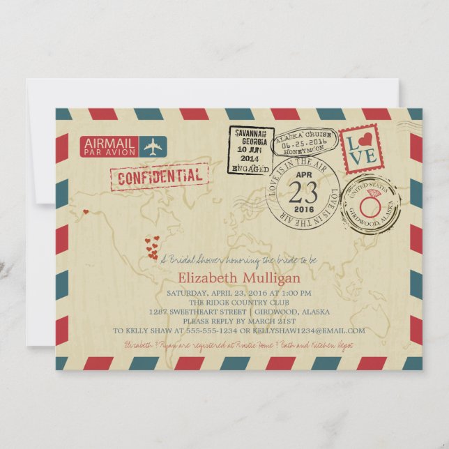 Convite Alaska World Traveler Airmail | Chá de panela (Frente)