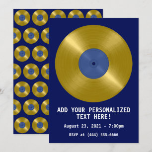 Convite Álbum de Vinil Dourado
