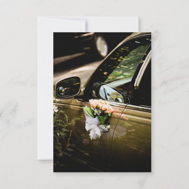 Convite Alça de carro de casamento em ouro elegante com ro (Verso)