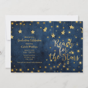 Convite Alcance Dourado Azul para Graduação Celestial das 