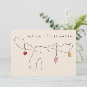 Convite Alce com Desenho da Linha das Luzes de Natal