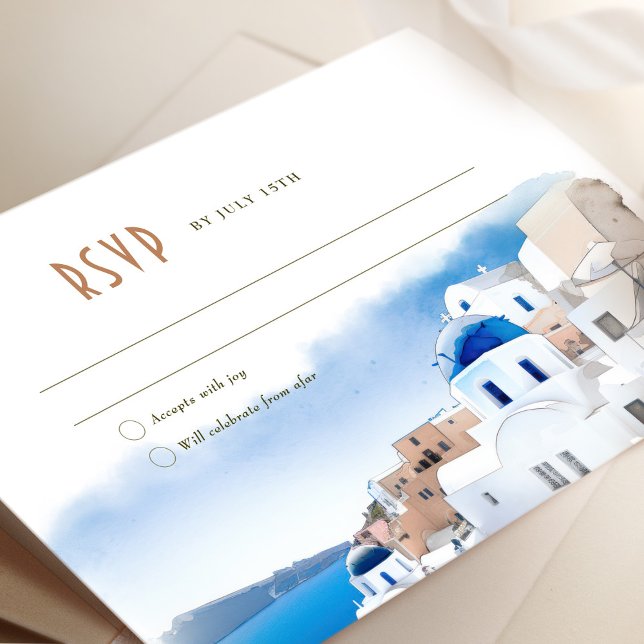 Convite Aldeia Oia na Ilha Santorini Casamento RSVP/Respos (Criador carregado)