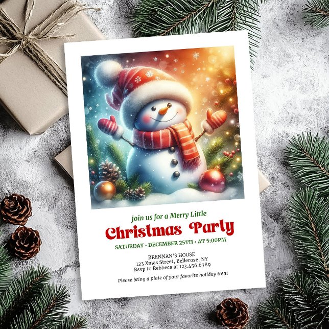Convite alegre de boneco de neve de desenho animad (Cozy cartoon snowman invite holiday cheer printable

)