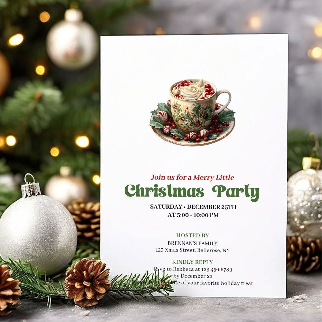 Convite alegre para festa de chocolate quente nata (Cheerful Victorian Christmas angel party invite

)