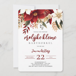 Convite Alegre Pequena Festa de Bebê Estrela de Natal Flor