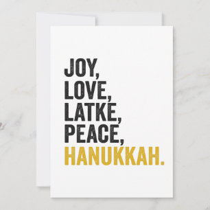 Convite Alegria Amor Latkes Paz Hanukkah Divertido Judaico