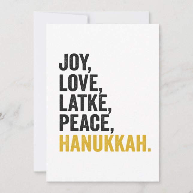 Convite Alegria Amor Latkes Paz Hanukkah Engraçado Judaico (Frente)