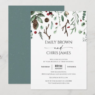 Convite Alegria de Natal Casamento no inverno Elegante de