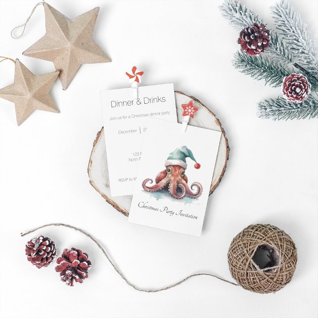 Convite Alegria de Natal de Octopus, personalizada (Criador carregado)
