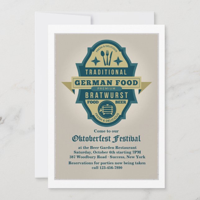 Convite alemão tradicional da comida (Frente)