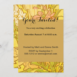 Convite Alfonse Mucha Art Nouveau Lily Flores