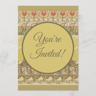 Convite Alfonse Mucha Papoulas Arte Nova Papel de Parede F