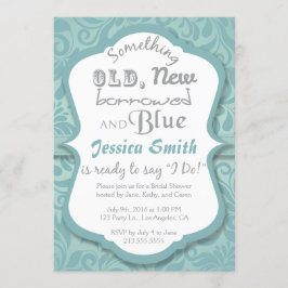 Convite Algo antigo novo emprestado e Chá de panela azul