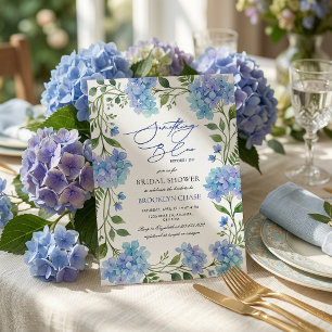 Convite Algo Azul Antes da Hydrangea Chá de Bebê da Noiva
