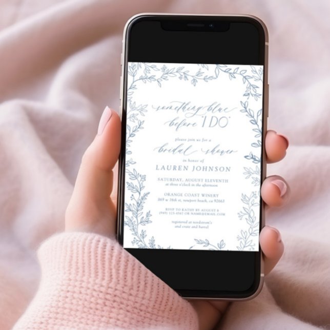 Convite Algo Azul Antes De Eu Fazer Chá de panela Botânico (Criador carregado)