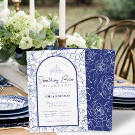 Convite Algo Azul Antes De Eu Fazer Chá de panela Elegante