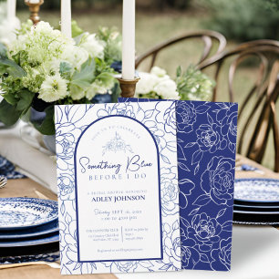 Convite Algo Azul Antes De Eu Fazer Chá de panela Elegante