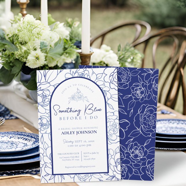 Convite Algo Azul Antes De Eu Fazer Chá de panela Elegante (Criador carregado)