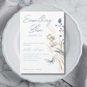 Convite Algo Azul Antes De Eu Fazer Chá de panela Floral
