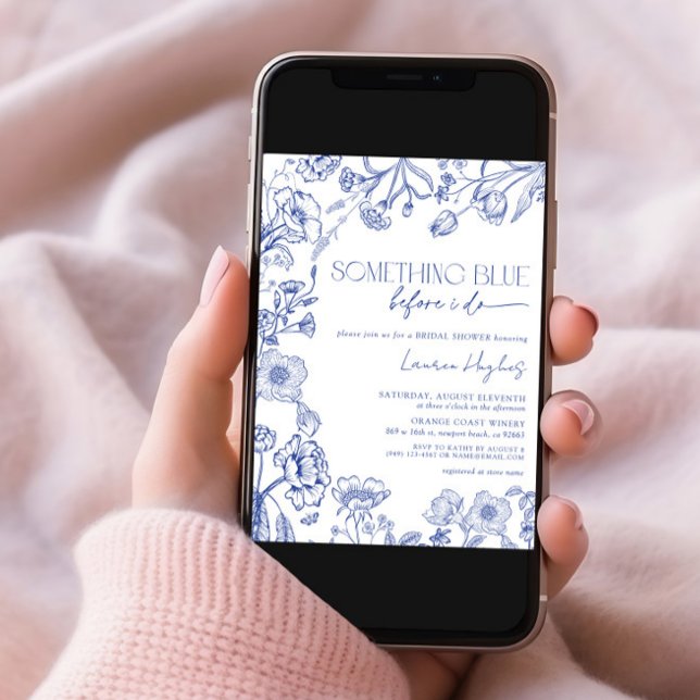 Convite Algo Azul Antes De Eu Fazer Chá de panela Floral (Criador carregado)