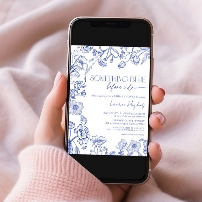 Convite Algo Azul Antes De Eu Fazer Chá de panela Floral (Criador carregado)