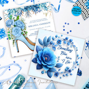 Convite Algo Azul Antes de Eu Fazer Chá de panela Floral
