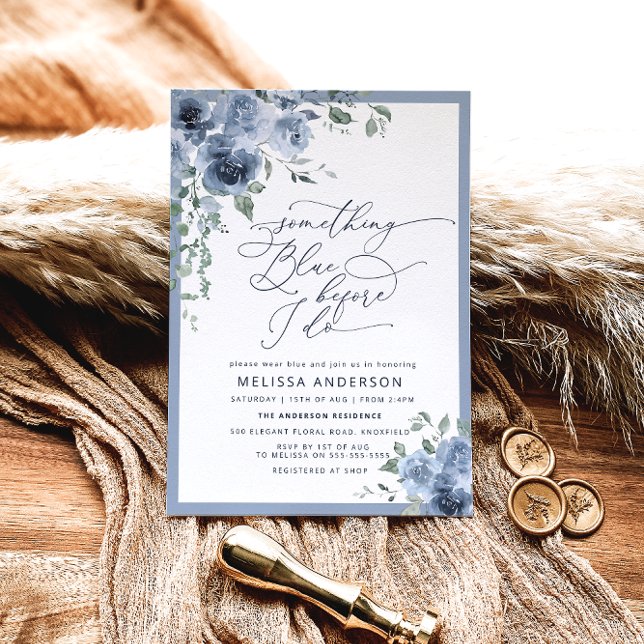 Convite Algo Azul Antes de Eu Fazer Chá de panela Floral (Criador carregado)