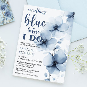 Convite Algo Azul Antes De Eu Fazer Chá de panela Floral