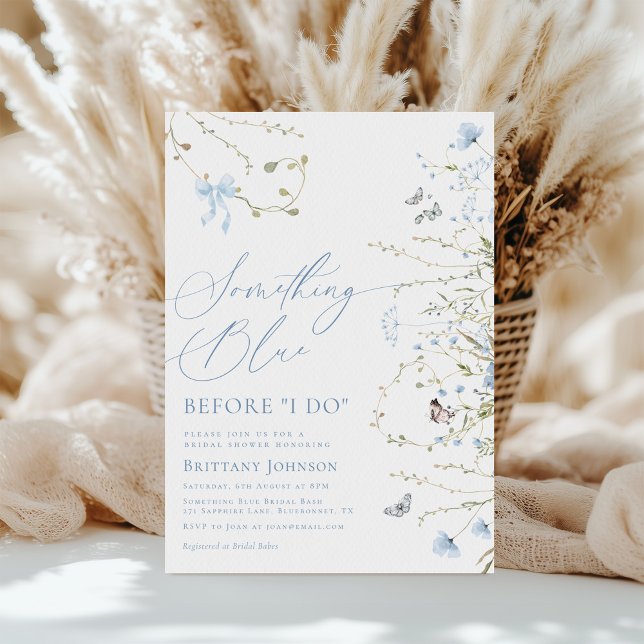 Convite Algo Azul Antes De Eu Fazer Chá de panela Floral (Criador carregado)