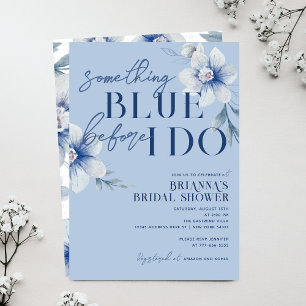 Convite Algo Azul Antes de Eu Fazer Flor Azul Nupcial