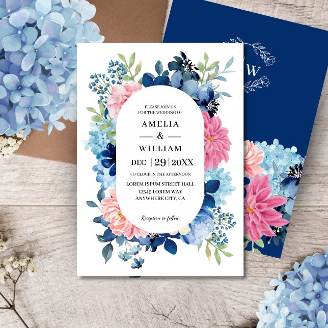 Convite Algo azul antes de eu fazer o casamento floral (Criador carregado)