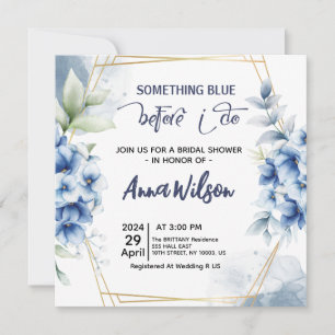 Convite Algo Azul Antes de Fazer chá de Bebê de Hortênsia