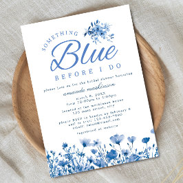 Convite Algo Azul Antes de Fazer Chuveiro Floral de Noiva