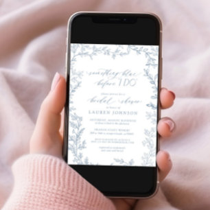 Convite Algo Azul Antes Do Chá de panela Botânico QR