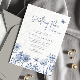Convite Algo azul antes que eu faça chá de panela floral