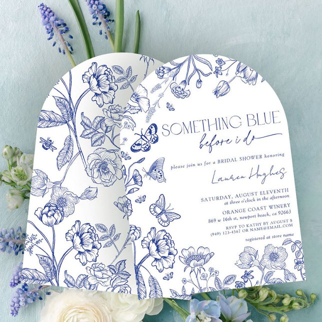 Convite Algo Azul Antes Que Eu Faça Chá de panela Floral (Criador carregado)